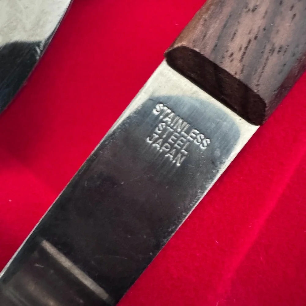 Vintage Burnco Serving Fork & Spoon = Tongs‎ Stainless Steel Japan